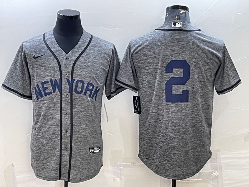 Men New York Yankees #2 No Name Grey hemp ash Nike 2022 MLB Jerseys->new york yankees->MLB Jersey
